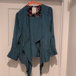 Elevenses Teal Draped Blazer